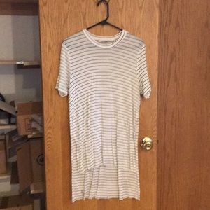 Audrey 3+1 Hi Lo Striped Black and White Shirt